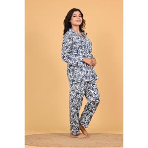 Conjunto de Pijama Casual de Verano para Mujer, Estampado Floral, Polycrêpe, Transpirable, Suave y Elegante para el Hogar - Product Image 1
