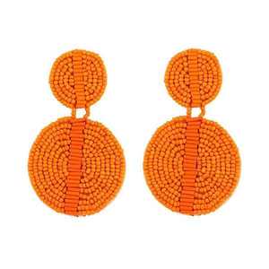 Pendientes y aros bordados a mano con cuentas de semillas, de alta calidad, para bodas, fiestas, pendientes étnicos festivos, joyería de moda. - Product Image 4