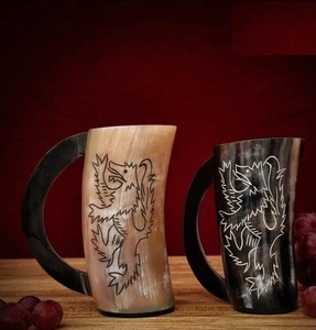 Mug à boire en corne de buffle naturelle fait main, style viking, tasse à bière rustique médiévale, cadeau pour homme - Product Image 4