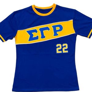 Camiseta Premium Azul Rey con Letras Griegas de Sigma Gamma Rho, Estilo Casual y Urbano, Algodón Suave - Product Image 1