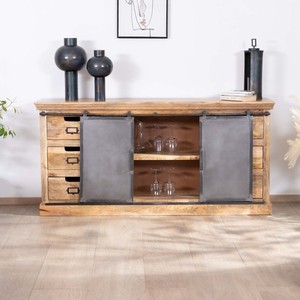Vandana Crystal Legacy-style <b>sideboard</b> in solid wood and metal Haden - Product Image 2
