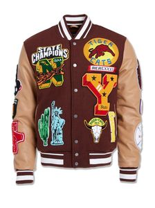 Chaqueta Varsity Negra y Roja para Hombre con Bordado en Toda la Superficie, Estilo Béisbol Vintage, Cuello Camisero - Product Image 3