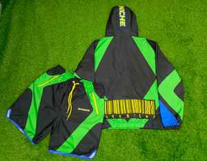 Waterproof Outdoor Zipper Hood Jacket Short Sets <b>Men's</b> Wind Breaker Suits <b>Men's</b> Multi Color Panels Lightweight Nylon <b>Men's</b> Sets - Product Image 2