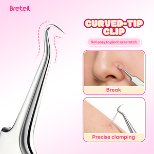 <span class=keywords><strong>Breteil</strong></span> Kit de 3 outils ultra-fins pour points noirs et boutons, pince à épiler, outil de grattage spécial pour salon de beauté, aiguille à acné - Product Image 6