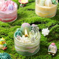Lilin Aromaterapi LANJO DIY Lukisan Pasir Beraroma Lilin Sawit Ramah Lingkungan Lilin Kaktus Sukulen Mewah Lilin Pembakaran Lambat Paskah