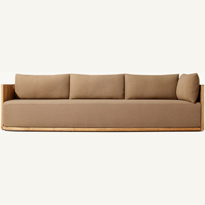 Sofá de madera de teca con espuma suave y esponjosa, adecuado para que los invitados se sienten, equipado con almohadas y para tres personas. - Product Image 6