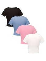 T-shirts à manches courtes pour bébés filles, écologiques, décontractés, imprimés personnalisés, mélange de spandex, coupe ajustée, respirants, haute qualité