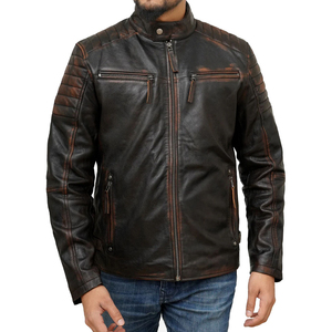 Chaqueta de Cuero para Hombre, Corte Regular, Cierre Frontal con Cremallera, Estilo Casual para Uso Diario, Tacto Suave, Manga Larga, Fabricación Personalizada al por Mayor - Product Image 1