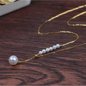 18K <b>Gold</b> Adjustable Chain New Style 8-9mm3-4mm Freshwater <b>Pearl</b> <b>Necklace</b> One-Piece Dropshipping Manufacturer Wholesale - Product Image 3