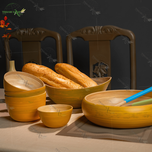 Tazón de Bambú Ecológico Personalizado, Diseño Clásico, Reutilizable para Fiestas, Técnica Desechable, D22xH14cm, 0.01kg - Product Image 5