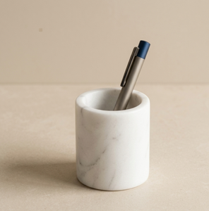 Marble <b>Pen</b> Holder Office Desk Accessory Pencil Cup <b>White</b> Stone Color Organizer for <b>Pens</b> and Pencils Holder - Product Image 1