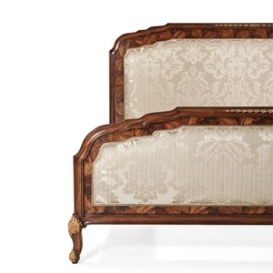 Cama Doble de Madera Maciza de Estilo Real Europeo de Lujo, Muebles de Dormitorio Franceses Antiguos Tapizados 2204449 - Product Image 3