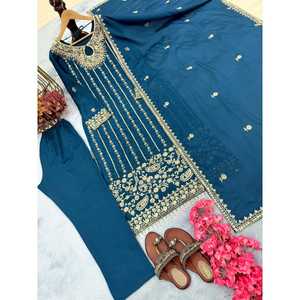 Conjunto de Traje de Fiesta para Mujer de Diseñador, Top y Pantalón con Dupatta Elegante - Product Image 3