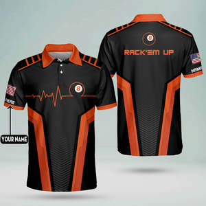 Chemises d'équipe de billard amusantes pour hommes, personnalisées OEM, en toile unie avec impression numérique par sublimation, pour tournois de billard - Product Image 6