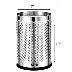 Cubo de Basura Perforado Abierto de Acero Inoxidable Sin Tapa, Cubo de Basura Moderno para el Hogar y la Oficina - Product Image 5