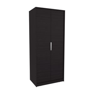 Armadio Moderno Autoportante Wenden Nero con Doppia Porta, Asta Appendiabiti e Ripiani Interni - Product Image 3