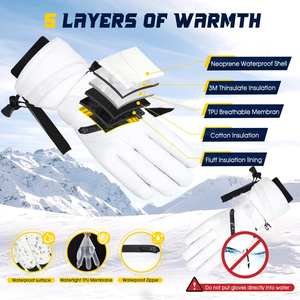 Gants de ski thermiques avancés, résistants à l'eau, mitaines de neige respirantes avec ajustement réglable pour les sports d'hiver en montagne - Product Image 3