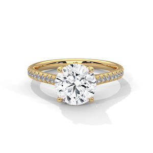 Anillo de Compromiso con Diamante de Diseño Estético, Oro Amarillo Sólido de 14K, Diamante Cultivado en Laboratorio, Hermosa Joyería de Anillo de Boda - Product Image 1
