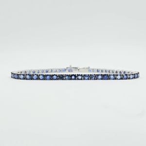 Bracelet tennis en argent sterling de qualité supérieure, saphir bleu naturel, fait main, bijoux de luxe certifiés pour mariage, pour femmes - Product Image 3