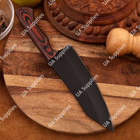 Couteau de cuisine vintage ambidextre en cuir écologique, forgé à la main, de qualité industrielle, avec revêtement en poudre noire, par UA Supplies