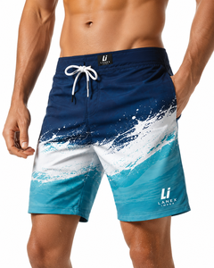 Shorts de bain pour homme personnalisés à séchage rapide, imprimé vagues océaniques, légers, extensibles, pour sports nautiques - Product Image 2