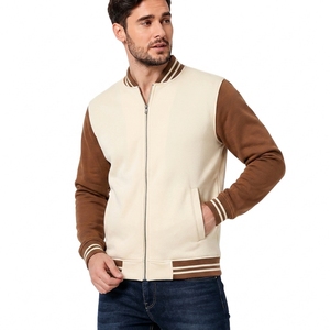 Unisex Varsity <b>Quilted</b> Jacket for Brown Sleeve <b>Single</b> Button Closure Casual Winter Wear Breathable Windproof Fleece - Product Image 1