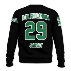 Chaqueta Universitaria Negra Personalizada Iota Phi Lambda, Suéter Tejido con Escudo y Insignia de la Hermandad - Product Image 6