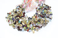 Perles facettées en pierres précieuses multiples, forme goutte, 6*9 mm, 8 pouces, pierres naturelles, forme goutte coupée sur le côté, pour la fabrication de bijoux, prix de gros