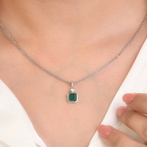 14K Gold Pear Cut <b>Emerald</b> and Diamond Dainty <b>Pendant</b> - Product Image 1