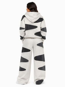 <b>Women</b>’s Abstract Color Block Co Ord Outfit Featuring Drawstring Hooded <b>Jacket</b> and Relaxed Palazzo Trousers Tracksuit Bulk Supply - Product Image 2