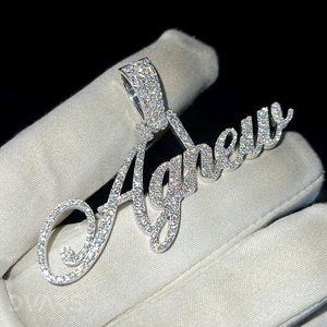 Colgante de Letra Personalizado para Hombre, Chapado en Oro de 18K con Moissanita VVS, Plata de Ley, Nombre con Fuente Personalizada, Dijes Hip Hop, Colgante con Inicial - Product Image 5