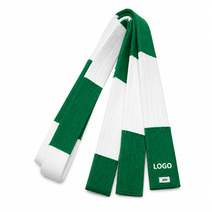 Cinturón de Taekwondo Verde y Blanco Personalizado de 1.8M, Equipo de Entrenamiento de Artes Marciales Duradero Unisex, Precio al por Mayor, Diseño Personalizado OEM - Product Image 1