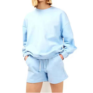 Ensembles décontractés d'été pour femmes, t-shirts et shorts 100 % coton, motifs unis, service OEM ODM, ensembles en solde pour femmes - Product Image 4