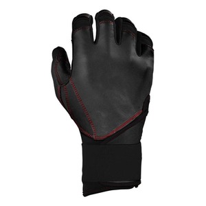 Black Leather Batting <b>Gloves</b> with <b>Red</b> Stitching Pull On Closure Durable for Training Unisex Adult - Product Image 3