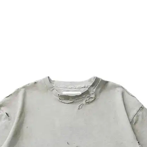 New Best Fashion Heavyweight 100% Cotton Men's Distressed T-Shirts Custom Design Half Sleeve Distressed <b>Clothes</b> Long Length - Product Image 4
