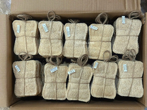 Natural Loofah Scrubber Pad Exfoliating Bath Sponge, kitchen cleaning pad Custom Size OEM Packaging - Product Image 6