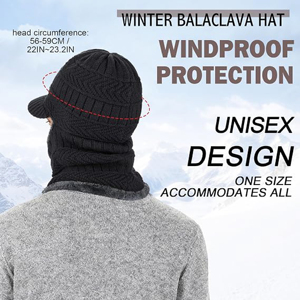 Gorro de Punto Térmico Personalizado para Invierno con Visera, Forro Polar, Pasamontañas, Máscara Facial Completa, Gorro Cortavientos y Calentador de Cuello - Product Image 5