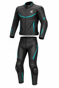 X Perforated Two-Piece Leather Motorcycle <b>Suit</b> | Black <b>Red</b> | X Logo | OEM ODM Manufacturer | Premium Design | Racing Wear - Product Image 1