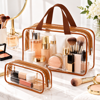 Ensemble de trousses de toilette et de maquillage personnalisées, portables, transparentes, imperméables en PVC avec fermeture éclair pour le rangement en voyage