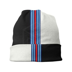 Unisex Acrylic Beanie Hat With Striped Design Black White Blue Red Casual <b>Winter</b> <b>Cap</b> For Adults 56-58CM - Product Image 4