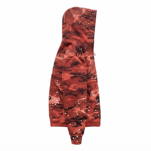 Custom Red Camo Breathable Polyester/Cotton 300g Heavyweight Zip Hoodie Pearl Embellished Streetwear Full-Zip Oversized Unisex - Product Image 5