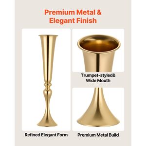 12 pièces – Vases à fleurs électroplaqués de 55 cm de haut, installation facile, pour centres de table de banquet et décorations de table de mariage - Product Image 4