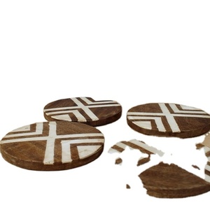 4-Piece Luxury Eco-Friendly Wood Resin Inlay Coaster Set High Quality <b>Square</b> Pads Light Weight <b>Table</b>/<b>Kitchen</b> Wholesale Carton - Product Image 6