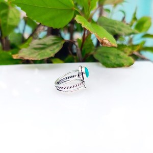 Natural Blue <b>Turquoise</b> <b>Ring</b> 925 Sterling Silver Handmade December Birthstone Gemstone Jewelry Women Gift - Product Image 4