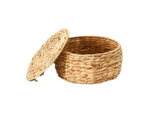 Eco Friendly Water Hyacinth Round Storage <b>Basket</b> with Removable Lid for Pantry Kitchen Dining <b>Table</b> and Home Decor from Vietnam - Product Image 1