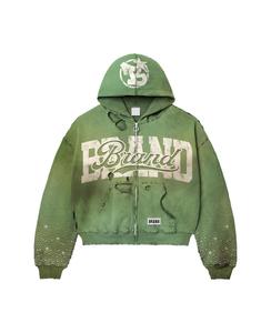 Conjunto de Pantalones y Sudadera con Capucha de Algodón Grueso, Estampado y con Efecto Desgastado, Fabricación Personalizada, Talla Grande, 2 Piezas - Product Image 3