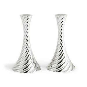 KHOOSI OVERSEAS Aluminum Silver Twisted Candlestick Holders for Home Decoration Durable Metal Design Handmade Eco-Friendly <b>Heat</b> - Product Image 2