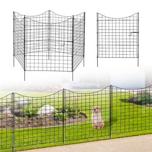 Recinzione Decorativa in Metallo a 5 Pannelli, 6 Piedi, Senza Scavo, Barriera Temporanea per Animali e Cani, per Giardino, Cortile, Esterni, 4 Pezzi - Product Image 1