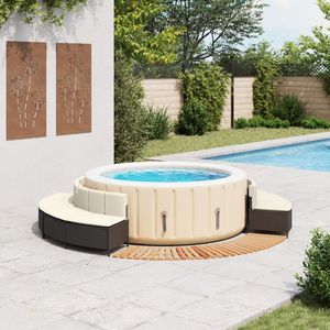 Legno massello di Acacia con bordo vasca idromassaggio in Rattan nero per mobili da giardino-per il relax all'aperto - Product Image 2