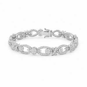 Pulsera de Diamantes en Oro Blanco de 18K con Cadena de Eslabones Infinitos y Diamantes Cultivados en Laboratorio, Pulsera de Lujo Personalizable - Product Image 1